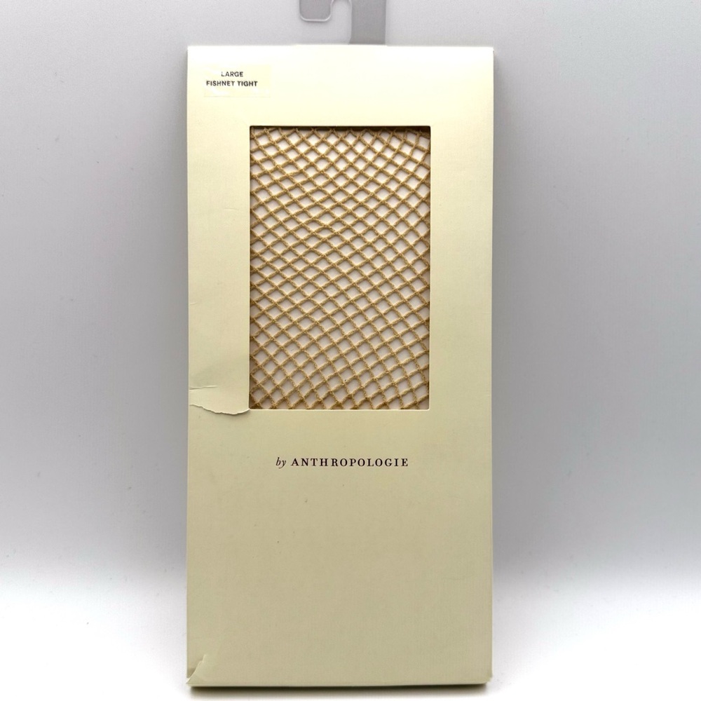 NIB By Anthropologie Fishnet Tights Size Large Light Neutral Tan, Small Weave